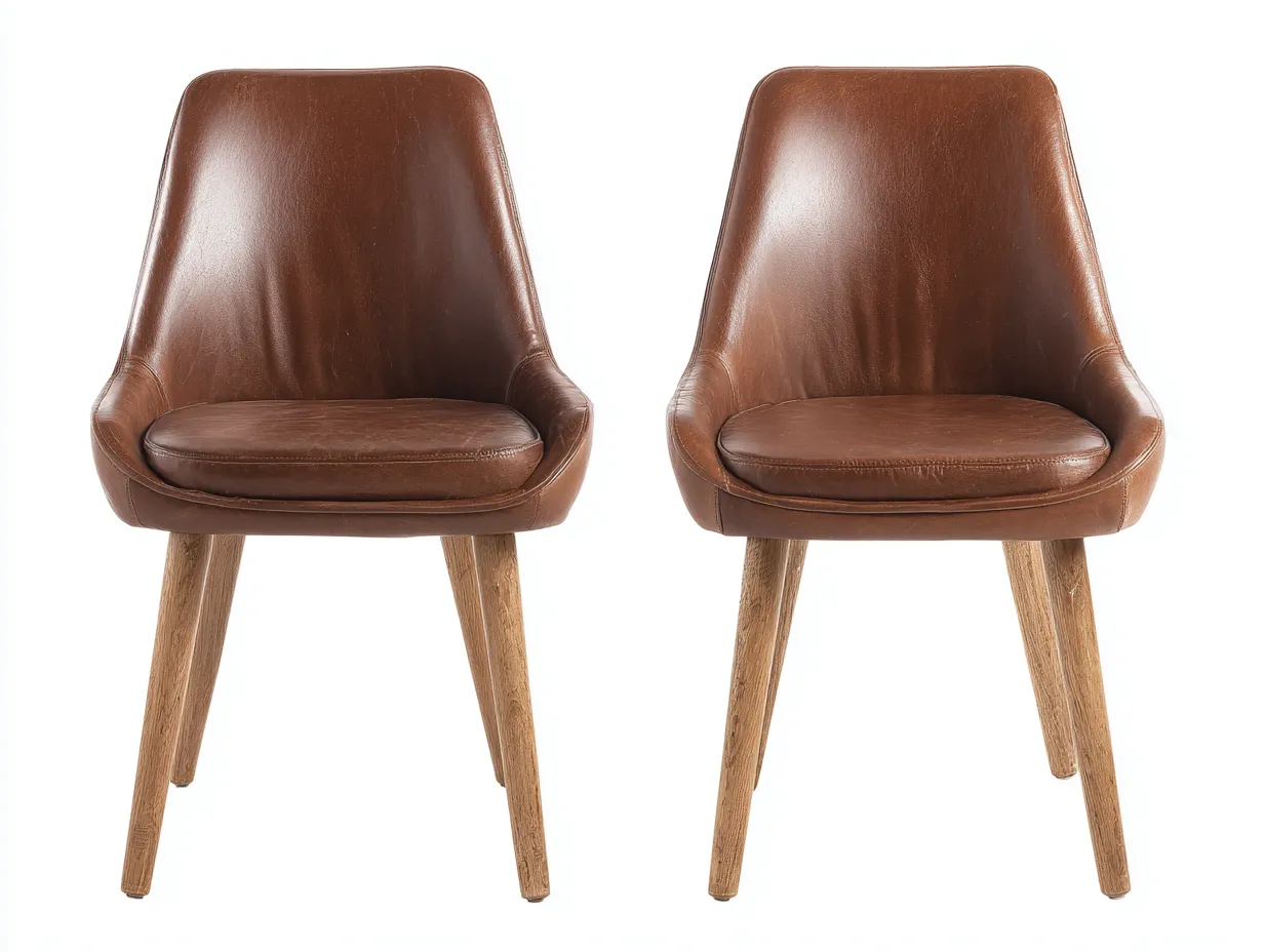 Dining Chair - PU Leather-Wood - 52x58x85 cm - Brown-Natural - Modern Style-Nestgetden