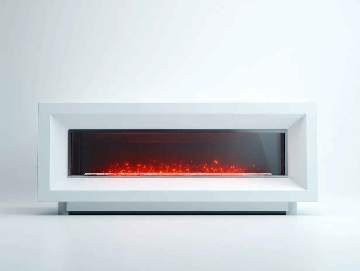 Electric Fireplaces-Metal-Glass-118x24x46 cm-White-Modern Linear Style-Nestgetden