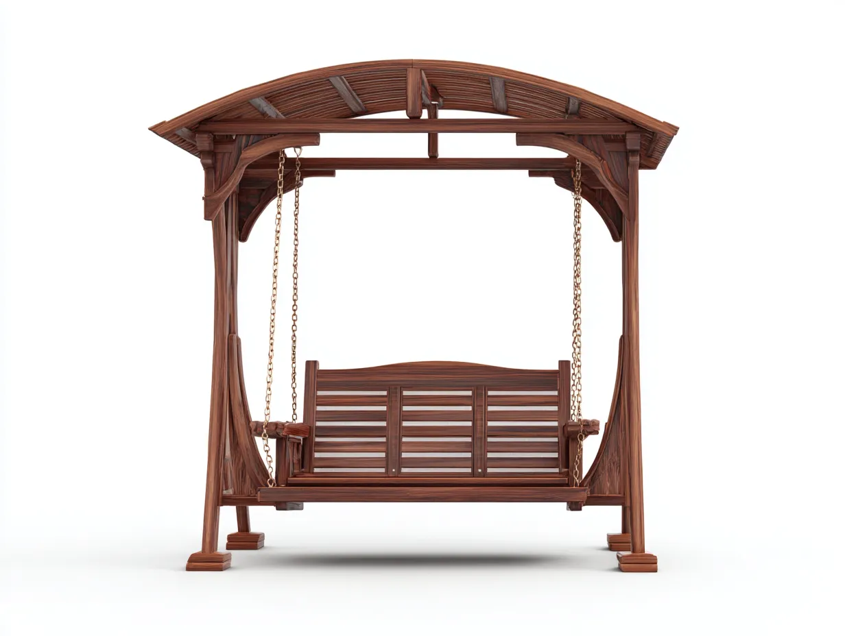 Garden Swing Seat-Solid Wood-Metal-215 x 135 x 205 cm-Brown-Classic Outdoor Style-Sofamyhub