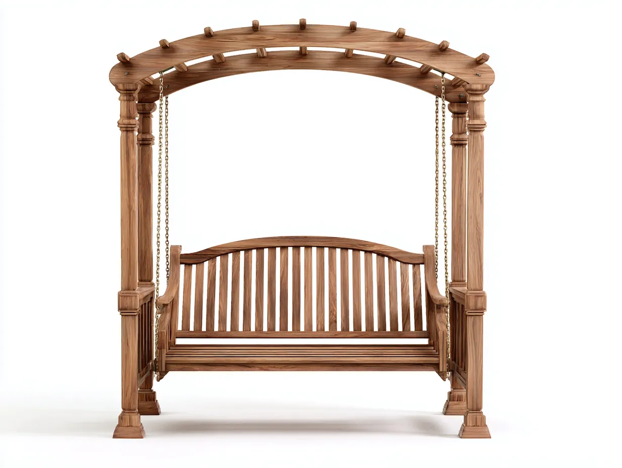 Garden Swing Seat-Solid Wood-Metal-205 x 125 x 210 cm-Natural-Classic Pergola Style-Sofamyhub