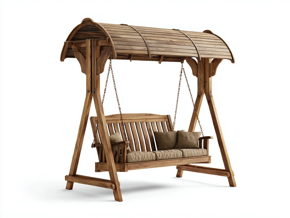 Garden Swing Seat-Solid Wood-Metal-220 x 140 x 200 cm-Brown-Rustic Outdoor Style-Sofamyhub