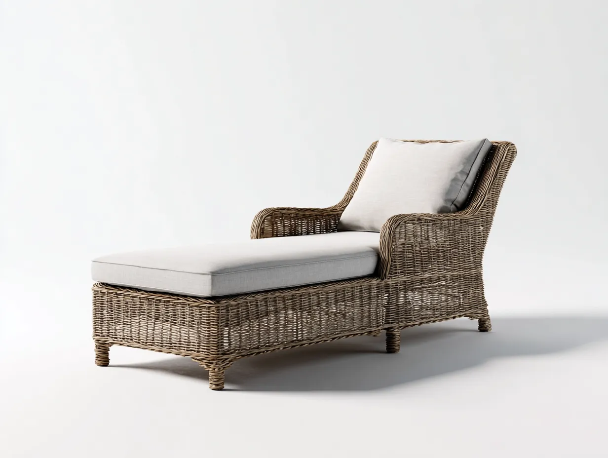 Outdoor Sun Loungers-Wicker Rattan-Wood-192x72x82 cm-Light Grey-Brown-Natural Modern Leisure Style-Sofamyhub