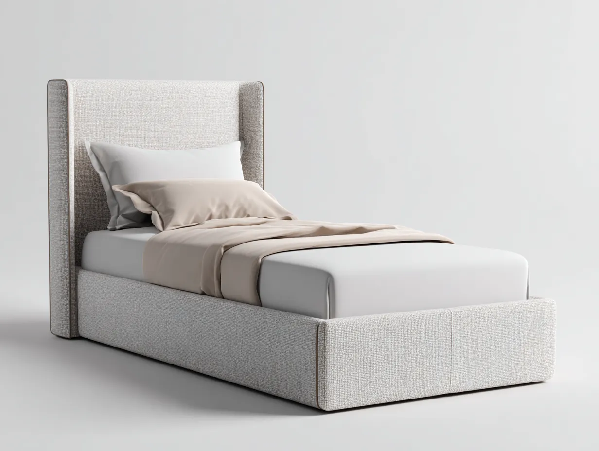 Single Beds - Fabric - 202x104x98 cm - Beige - Modern Upholstered-Sofamyhub