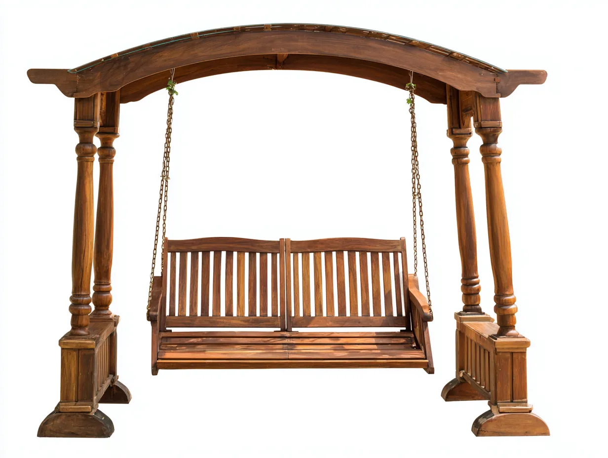 Garden Swing Seat-Solid Wood-Metal-230 x 135 x 210 cm-Dark Brown-Traditional Outdoor Style-Sofamyhub