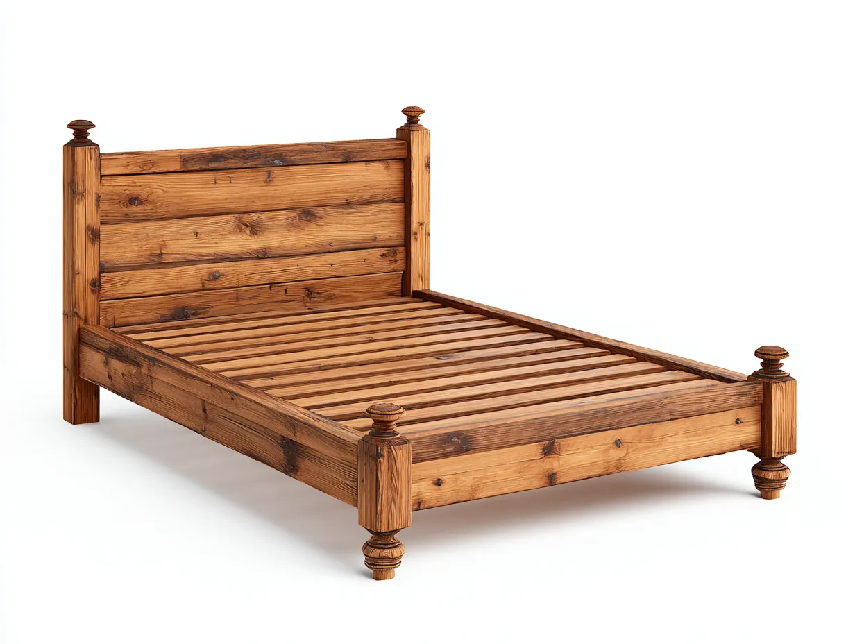 Double Beds - Solid Wood - 206x144x108 cm - Rustic Brown - Vintage Farmhouse-Sofamyhub