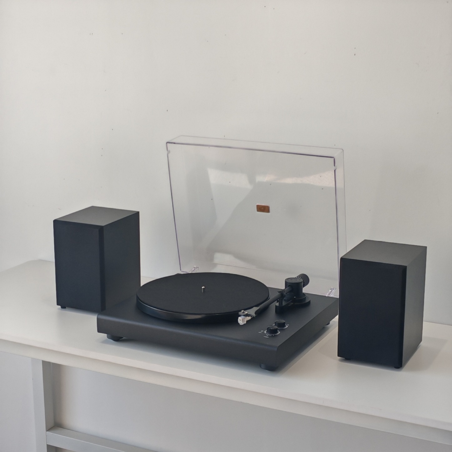 Auryvox VX100 Retro Wood Grain Turntable with Audio-Technica Stylus, All-in-One Moving Magnet Vinyl Record Player