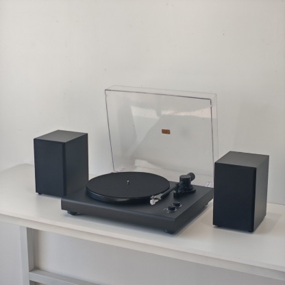 Auryvox VX100 Retro Wood Grain Turntable with Audio-Technica Stylus, All-in-One Moving Magnet Vinyl Record Player