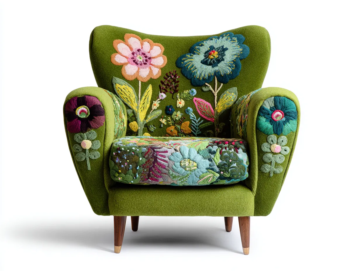Armchairs-Fabric-Wood-80x85x94 cm-Green-Multicolor-Bohemian Embroidered Floral-Nestgethut