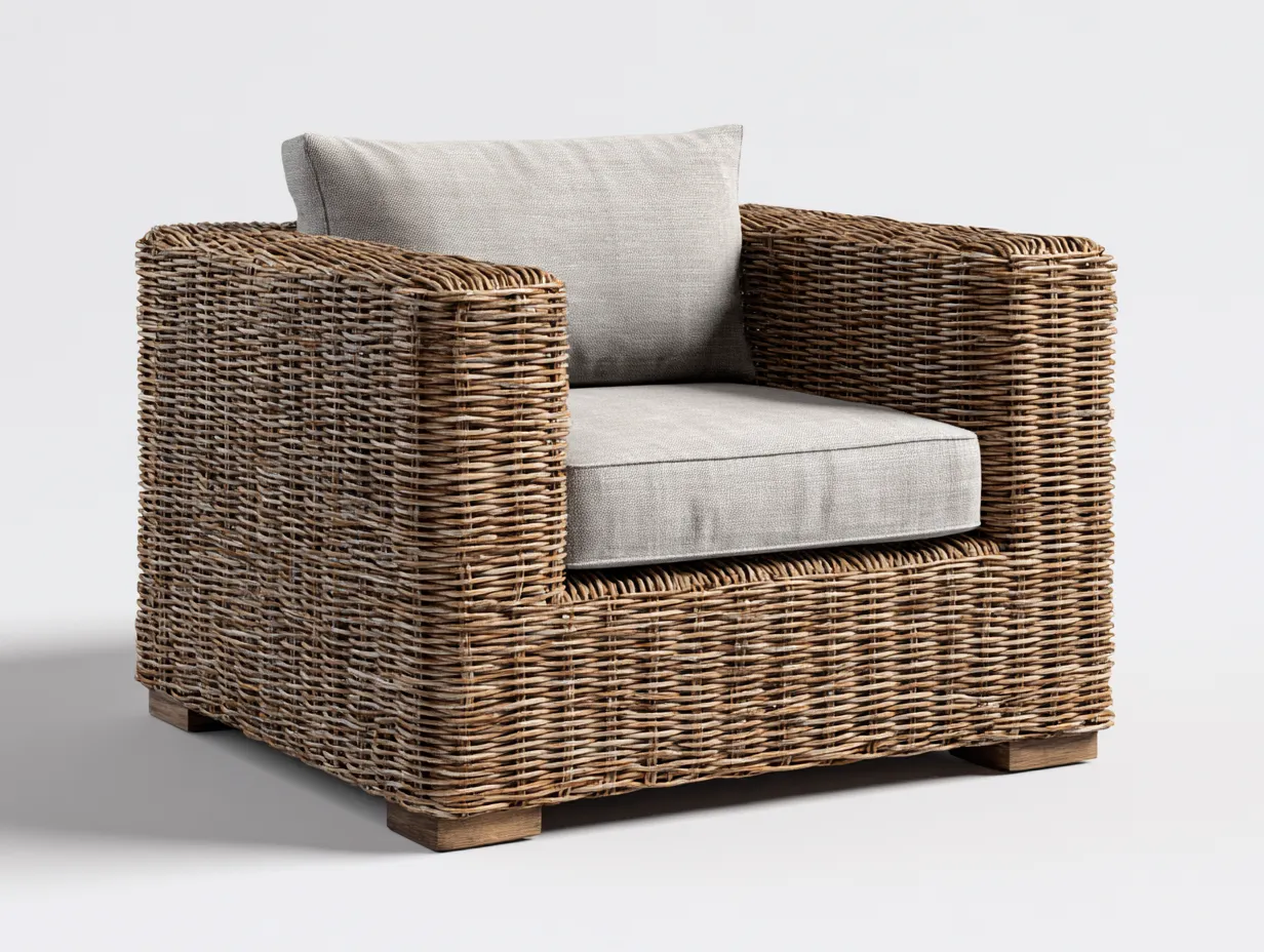Rattan Armchair-Rattan-Wood-94x90x77 cm-Beige-Natural-Contemporary-Nestgethut