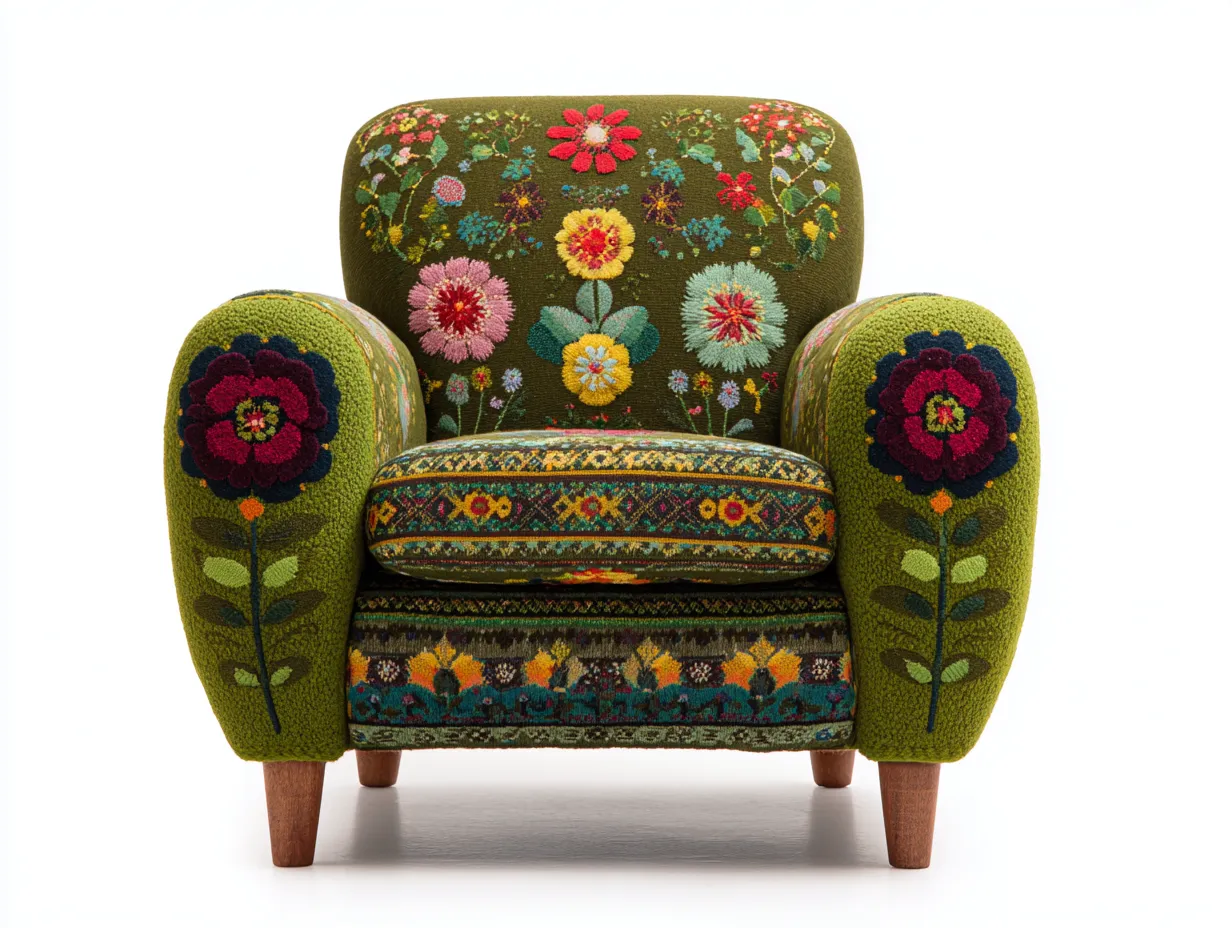 Armchairs-Fabric-Wood-82x86x92 cm-Green-Multicolor-Bohemian Floral Accent-Nestgethut