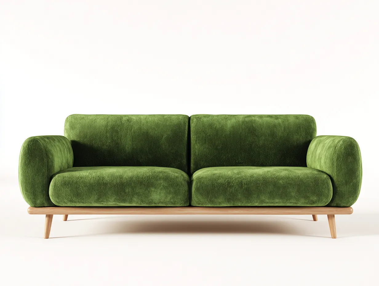 2 Seater Sofa - Velvet-Wood - 186 x 88 x 79 cm - Green - Modern-Nestgethut