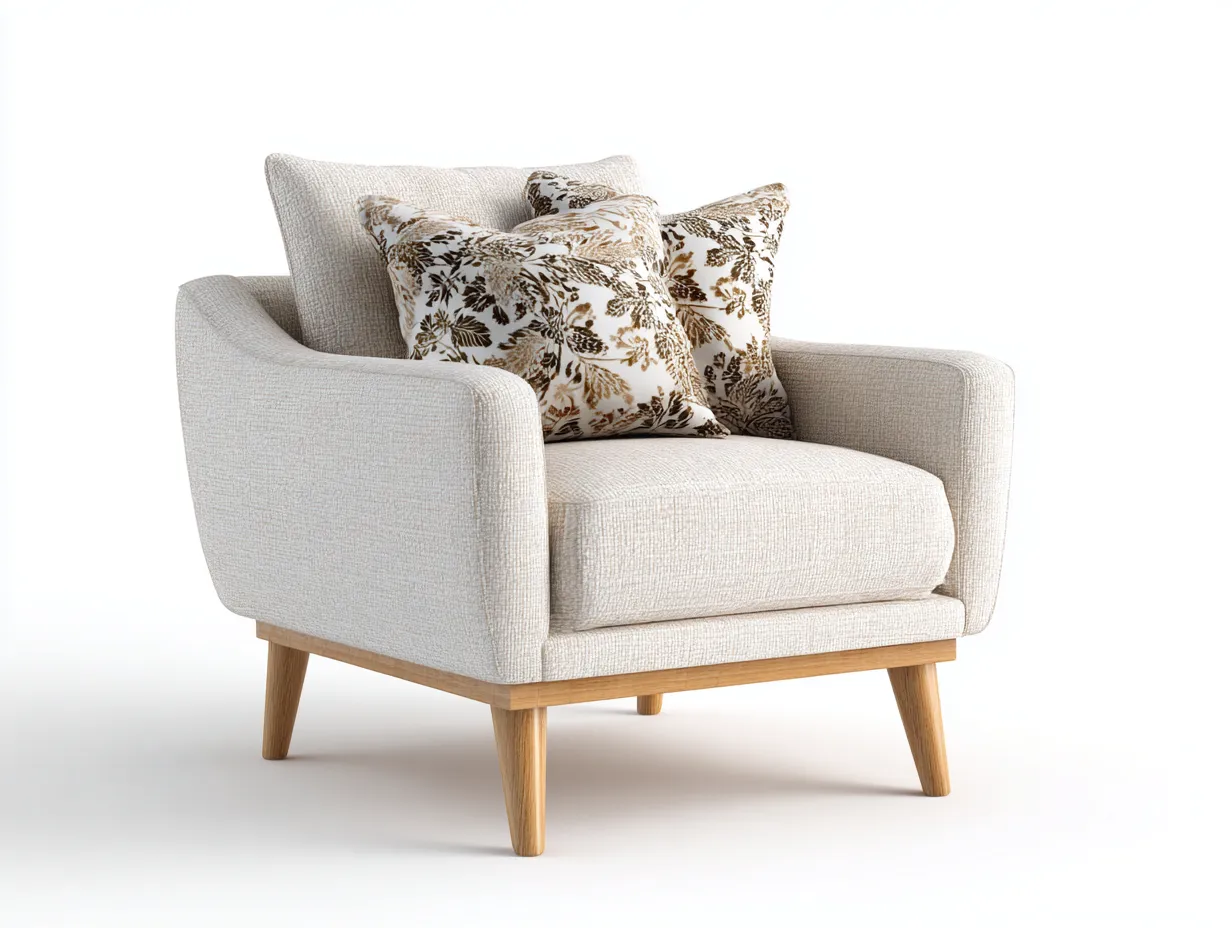 Fabric Armchairs - Fabric-Wood - 84x86x82 cm - Beige - Modern Minimalist Style-Casauphome