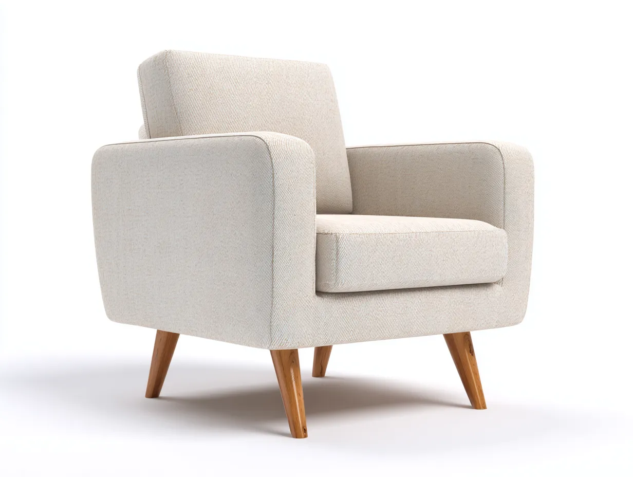 Fabric Armchairs - Fabric-Wood - 83x87x80 cm - Beige - Modern Compact Style-Casauphome