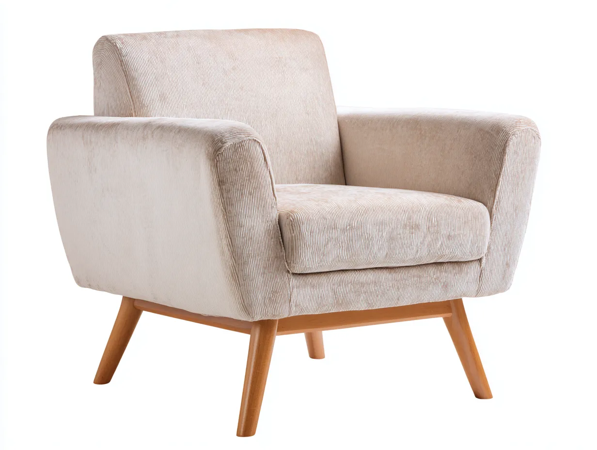 Fabric Armchairs - Corduroy-Wood - 85x88x82 cm - Beige - Modern Lounge Style-Casauphome