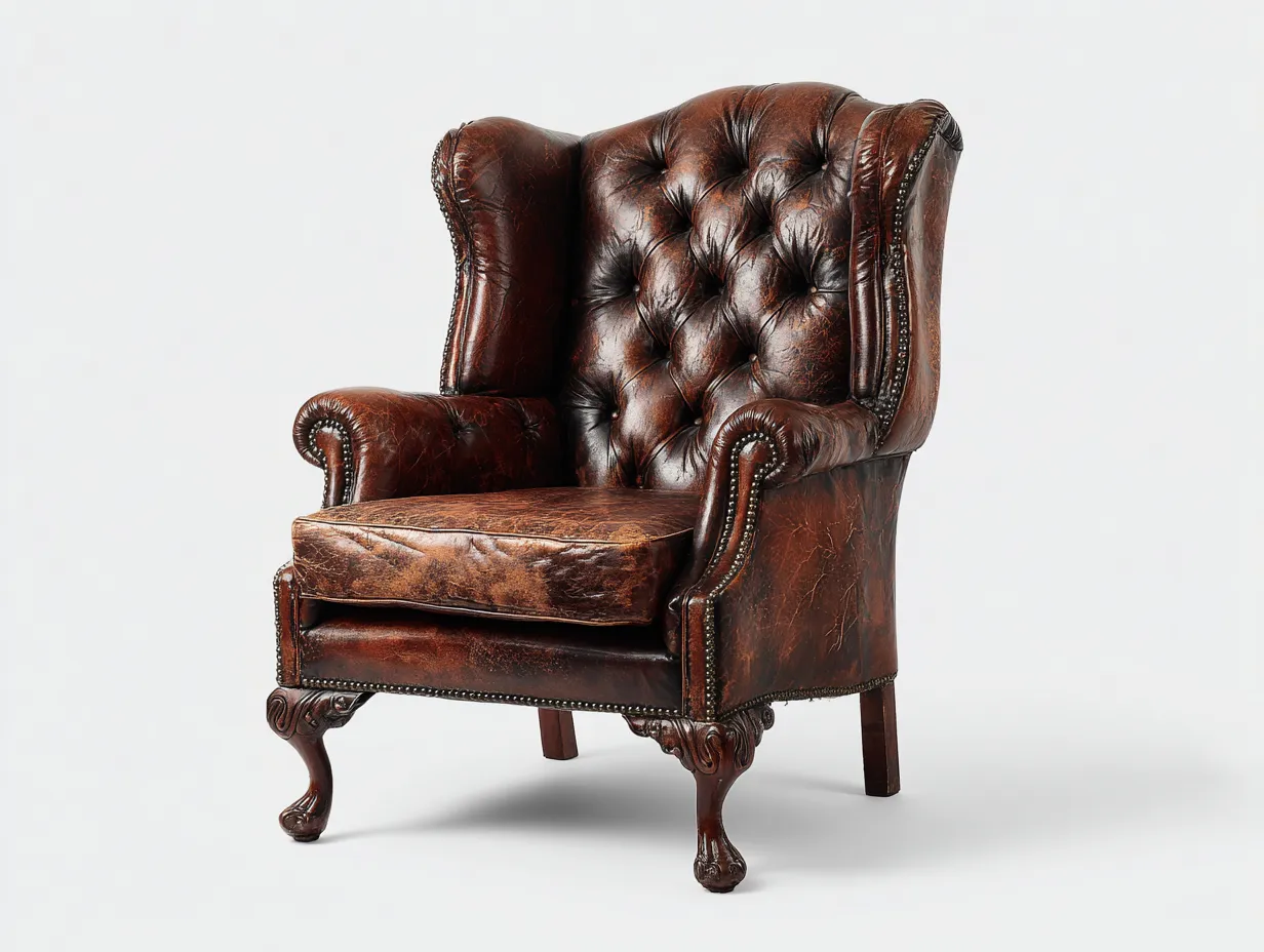 Leather Armchairs - Leather-Wood - 91x93x105 cm - Brown - Vintage Chesterfield Style-Casauphome