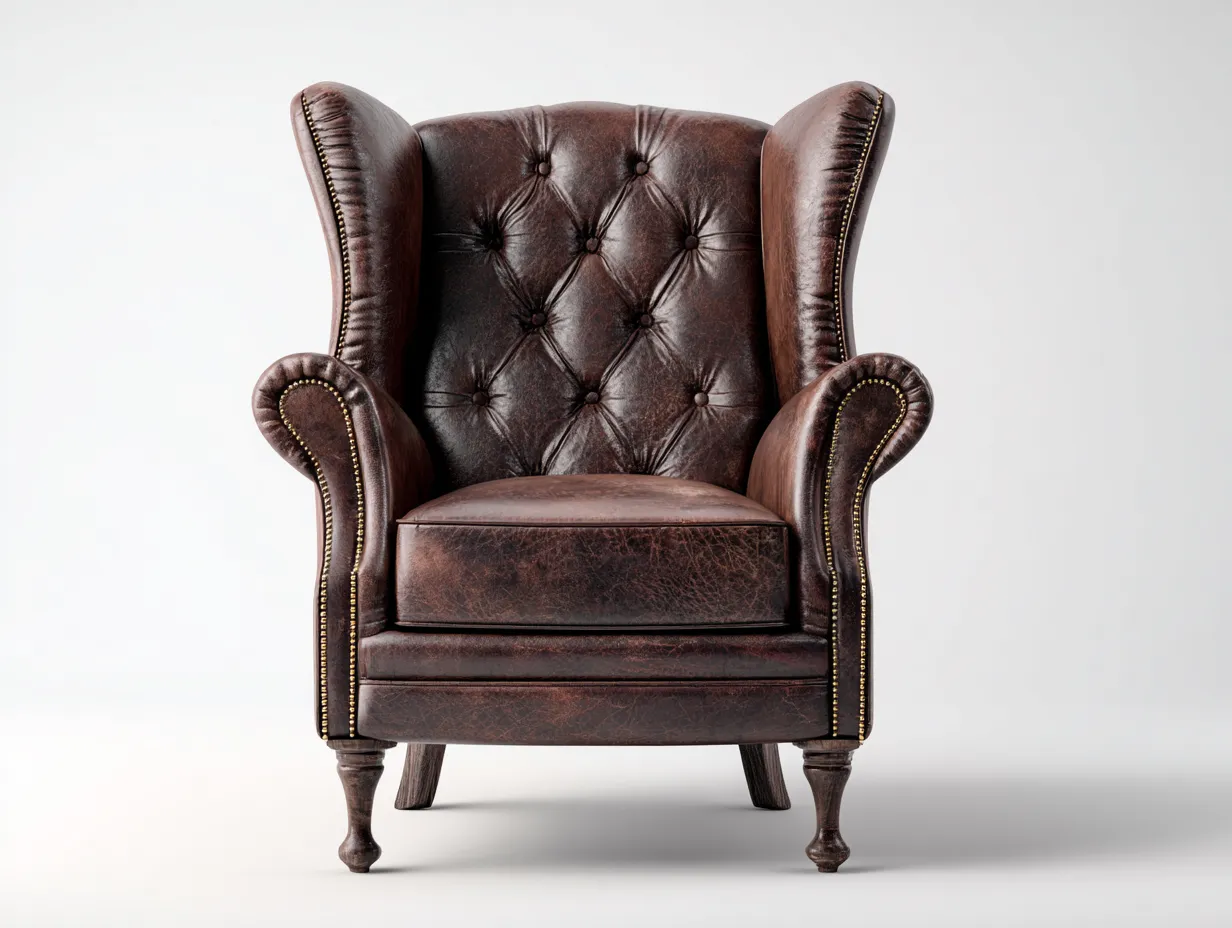 Leather Armchairs - Leather-Wood - 88x94x103 cm - Brown - Classic Chesterfield Style-Casauphome