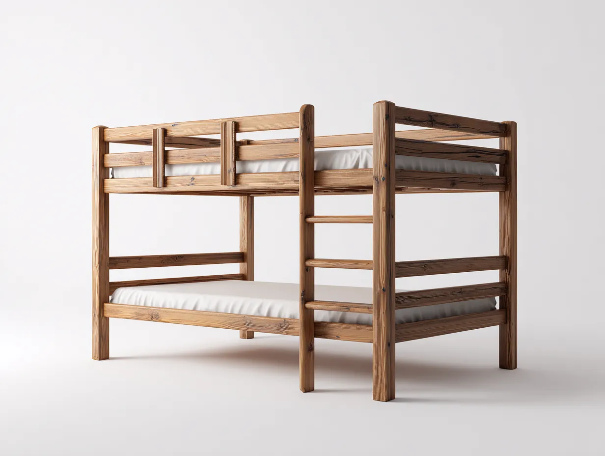 Bunk Beds - Wood - 204x106x166 cm - Natural - Rustic Solid Style-Casauphome