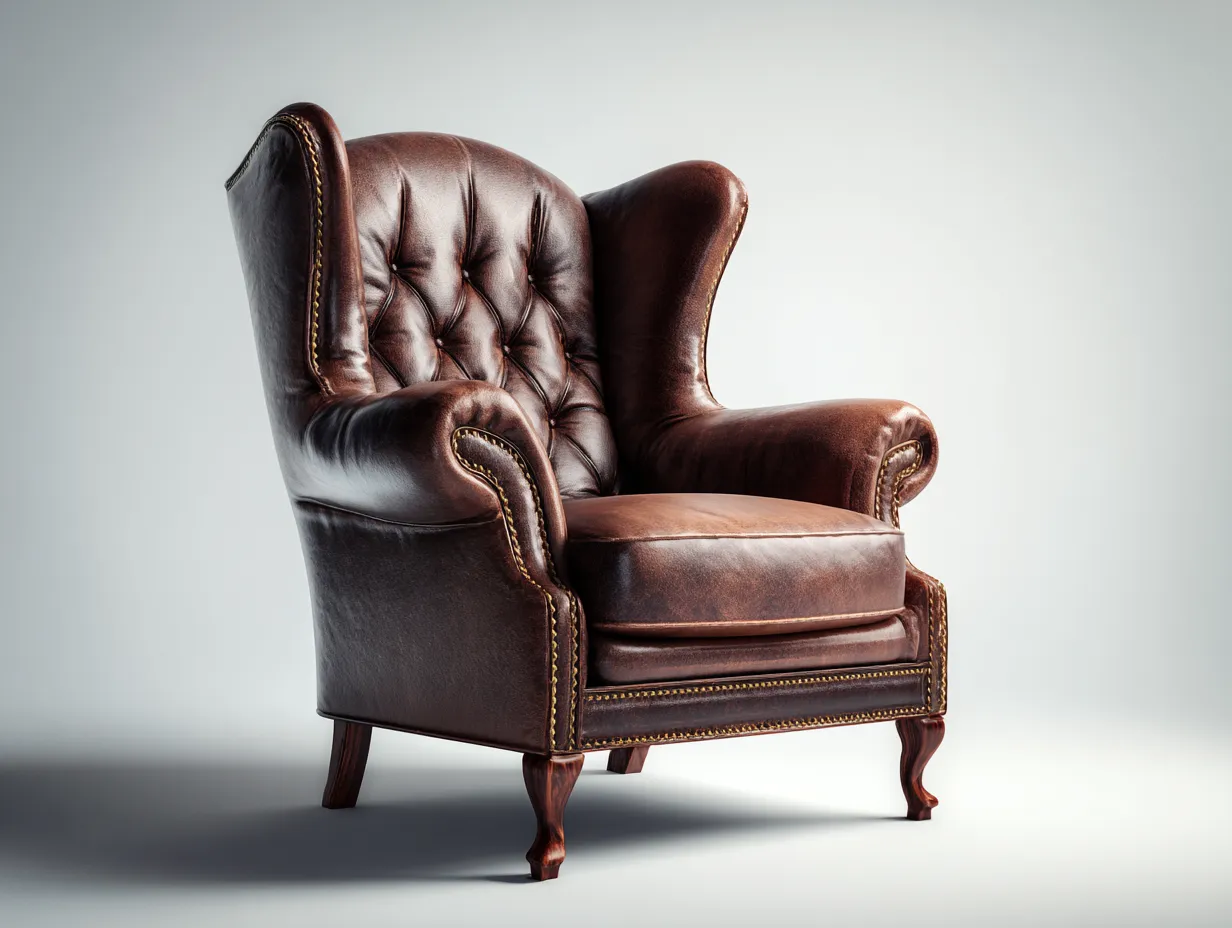 Leather Armchairs - Leather-Wood - 93x97x107 cm - Brown - Vintage Elegant Style-Casauphome