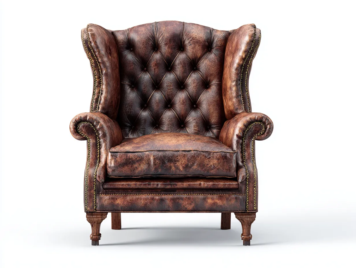 Leather Armchairs-Leather-Wood-97x94x113 cm-brown-classic wingback design-Casauphome