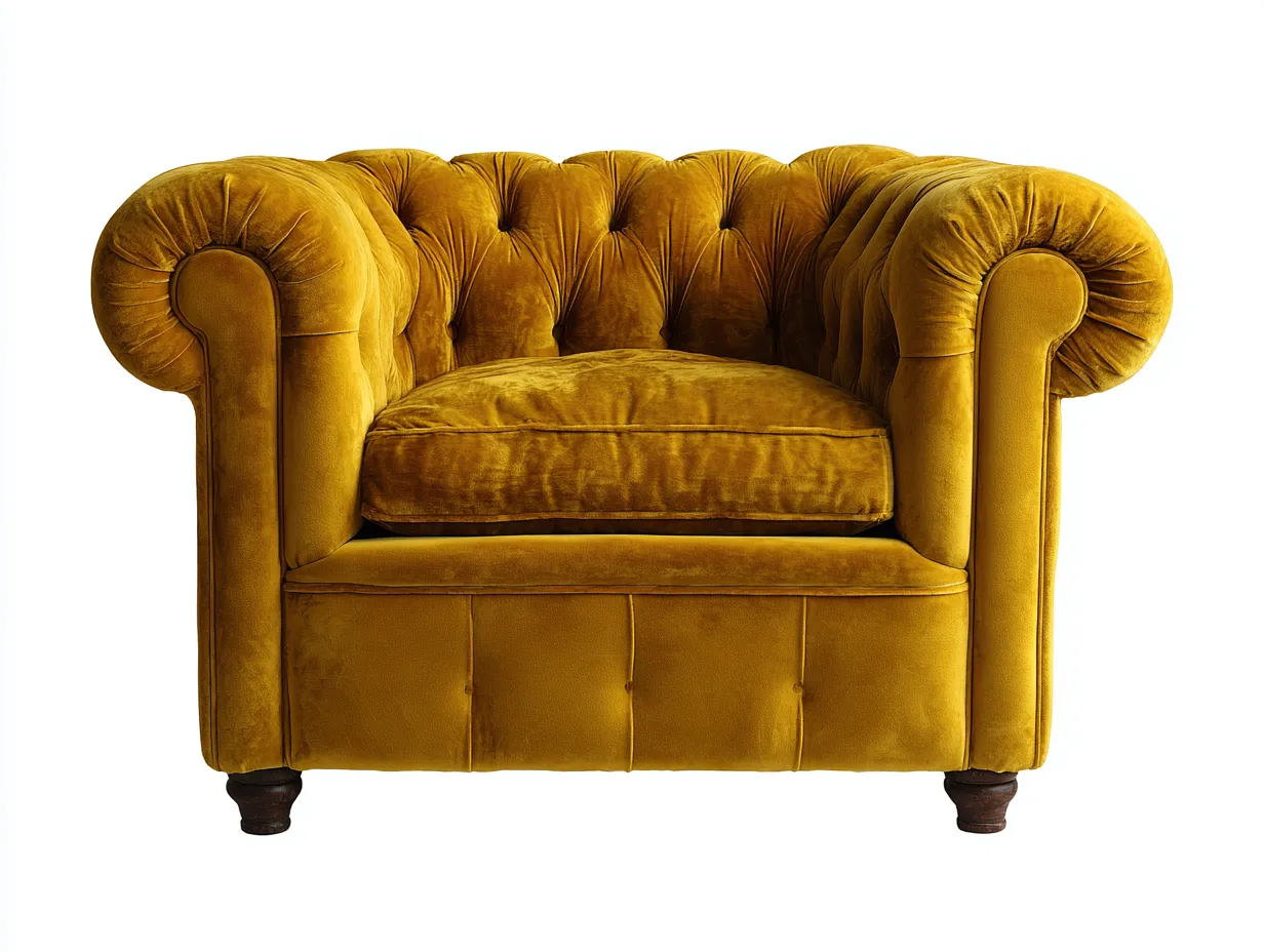 Fabric Armchairs - Velvet-Wood - 98x90x78 cm - Mustard Yellow - Chesterfield Classic Style-Casauphome