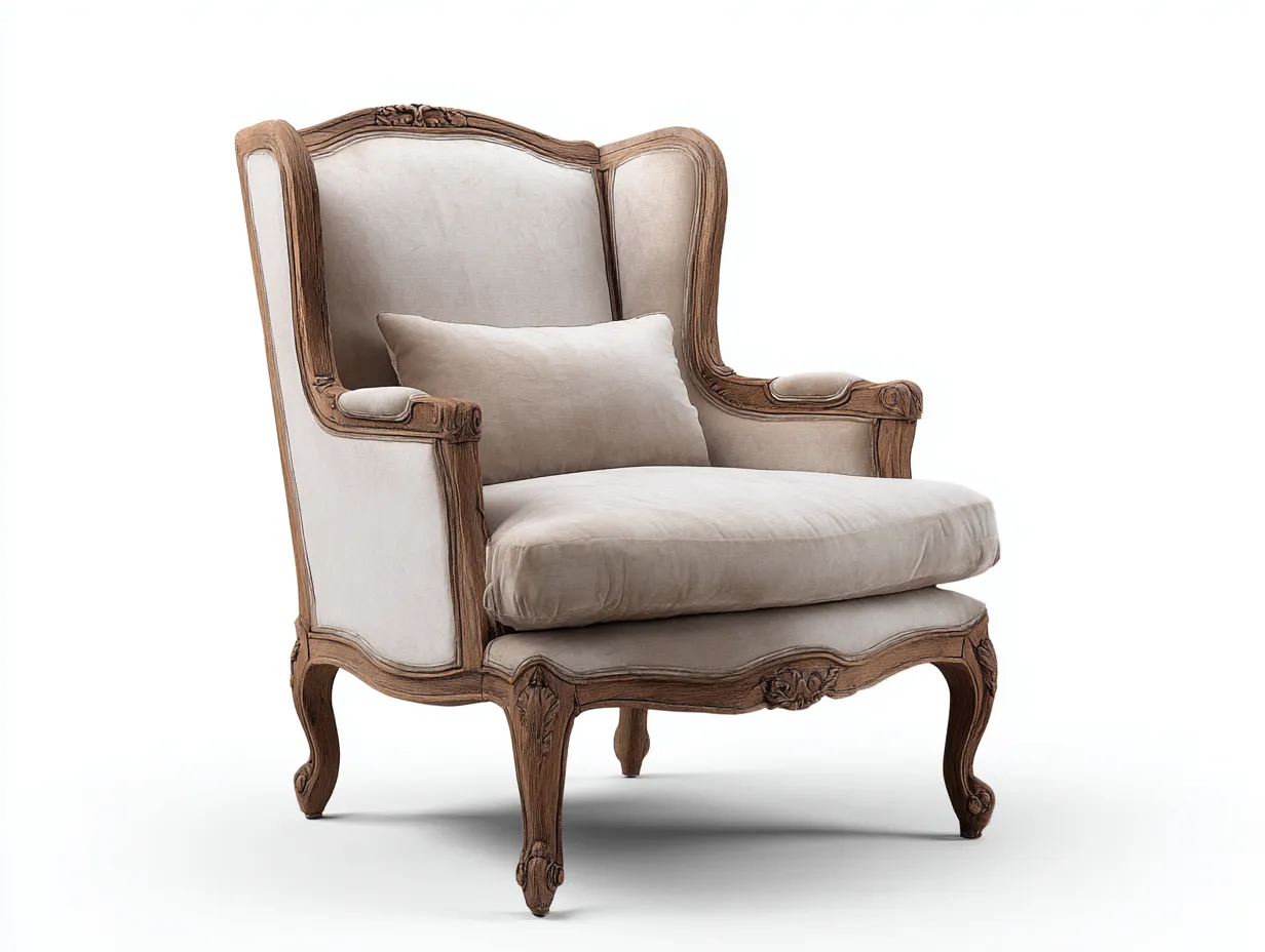 Fabric Armchairs - Fabric-Wood - 86x89x96 cm - Beige - French Classic Style-Casauphome