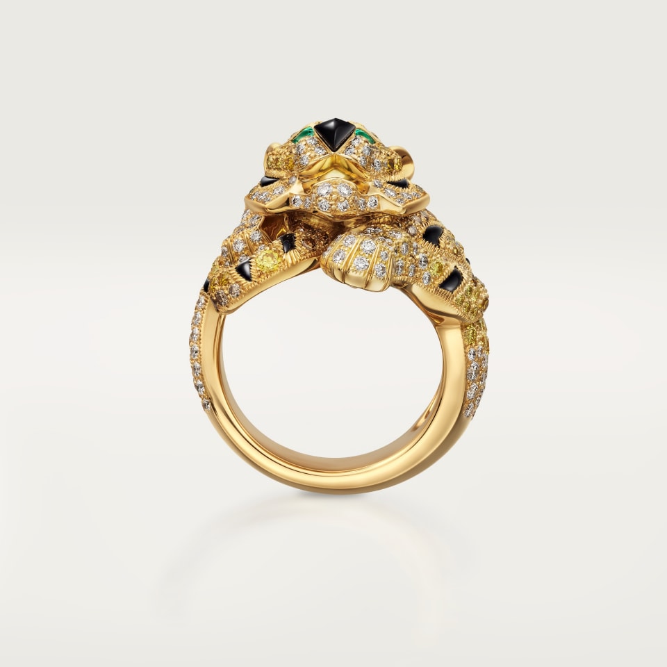 CARTIER Fauna & Flora Ring H4405952 Yellow Gold Onyx Emerald Yellow Orange Brown Diamond (High Jewellery)