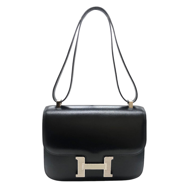 HERMES Constance 23 □G刻 Black Silver 金具 ボックスカーフ・ギロッシュ ショルダー Bag