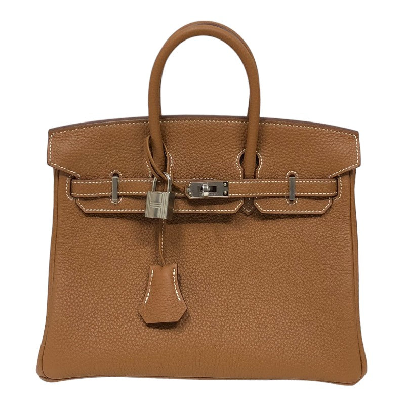 HERMES Birkin 25 B刻 Gold Silver 金具 Togo Ladies' ハンド Bag