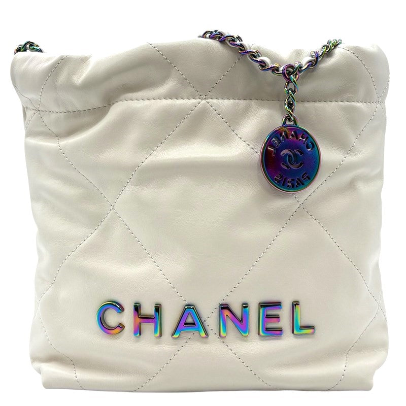 CHANEL 22 Mini AS3980 White レインボー金具 カーフ Ladies' ショルダー Bag