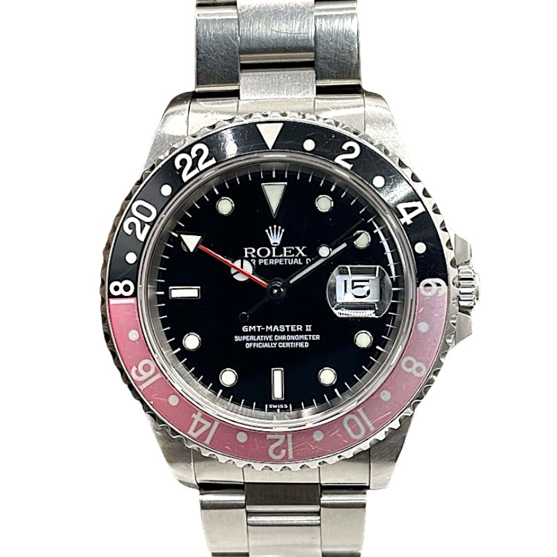 ROLEX GMT-Master II 赤/黒 16710 Black × Silver SS Men's Watch