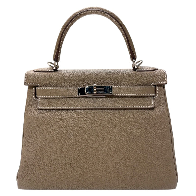 HERMES Kelly 28 内縫い U刻印 (2022年製) Etoupe Silver 金具 トリヨンクレマンス Ladies' ハンド Bag