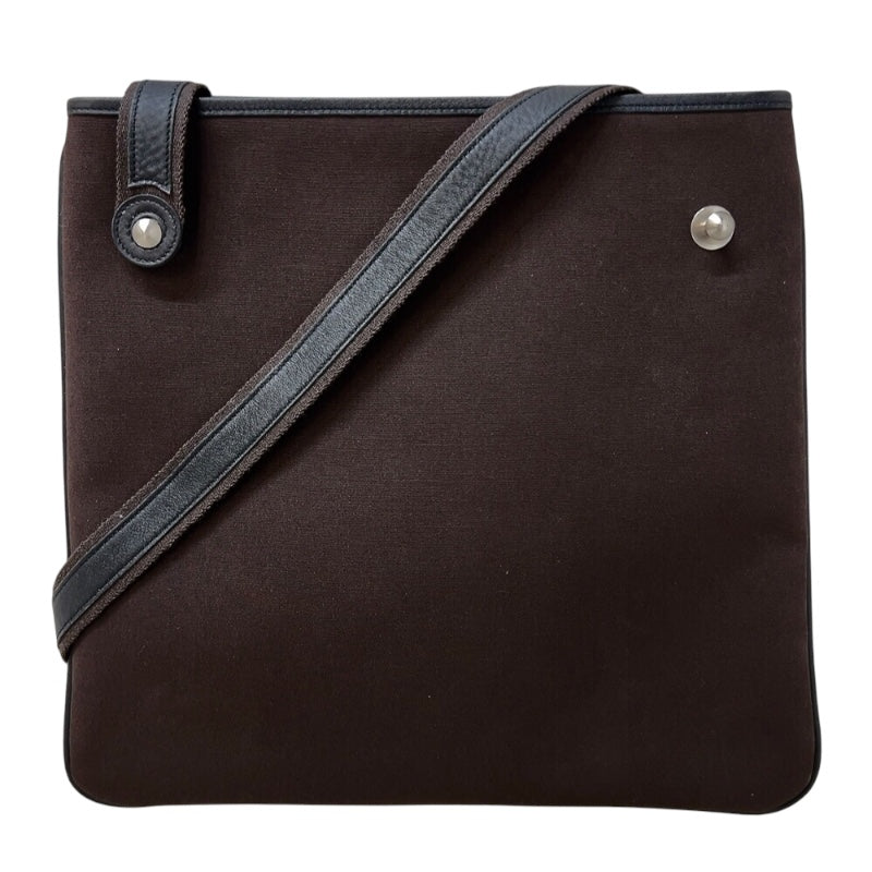 HERMES ミセスヒッピー □I刻印 (2005年製) ブラウン/ Black Silver 金具 トワル Ladies' ショルダー Bag
