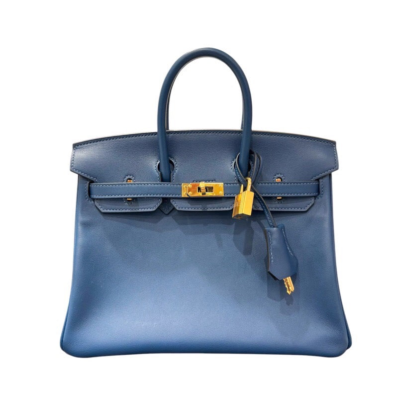 HERMES Birkin 25 U刻 Blue タラサ ゴ―ルド金具 スイフト Ladies' ハンド Bag