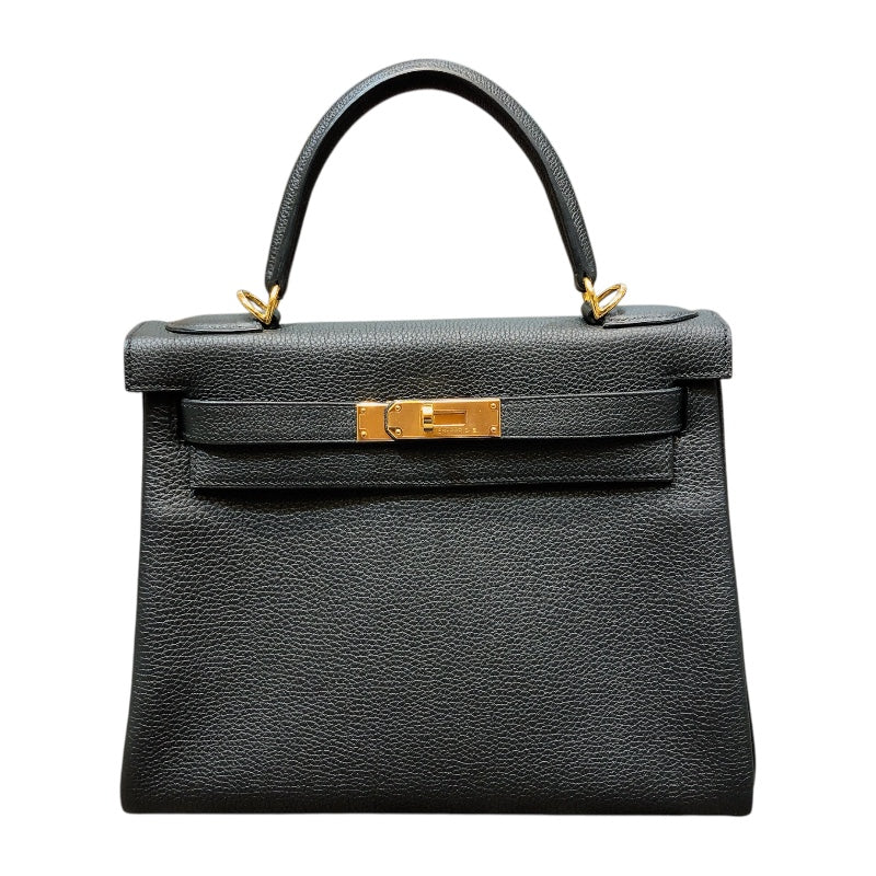 HERMES Kelly 28 内縫い A刻(2017年製) Black Gold 金具 Togo Ladies' ショルダー Bag