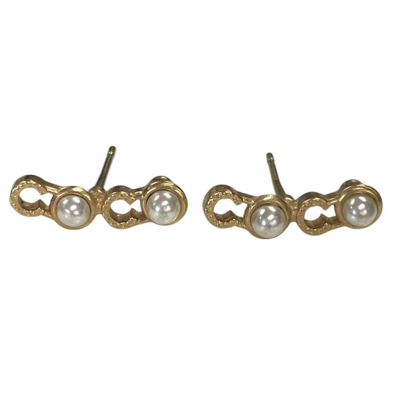 CHANEL COCOロゴ ピアス Gold ×パール メタル Ladies' ピアス