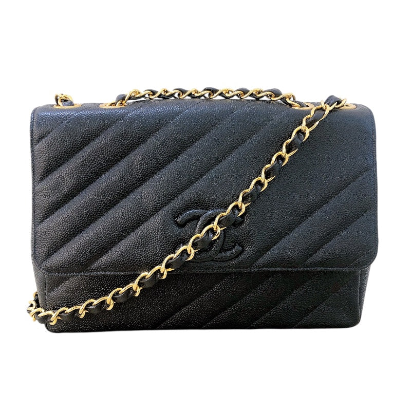 CHANEL ラージ Flap チェーンショルダー GD金具 キャビア Ladies' ショルダー Bag