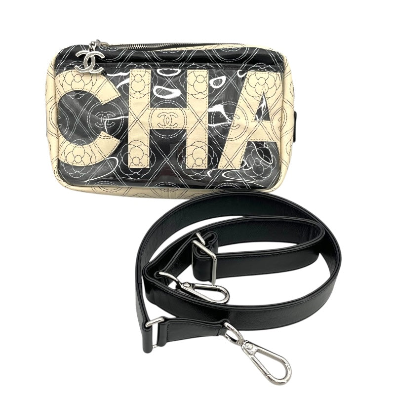 CHANEL カメリアショルダー A57273 25番台 Black ×ベージュ キャンバス/ビニール Ladies' ショルダー Bag