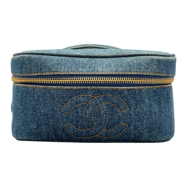CHANEL バニティ A01618 4番台 Blue Gold 金具 デニム Ladies' ハンド Bag