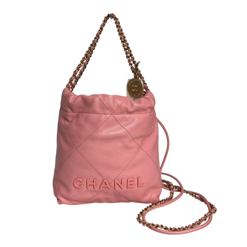CHANEL CHANEL22 Mini Bag AS3980 コーラルピンク Gold 金具 ソフトキャビアスキン Ladies' ハンド Bag