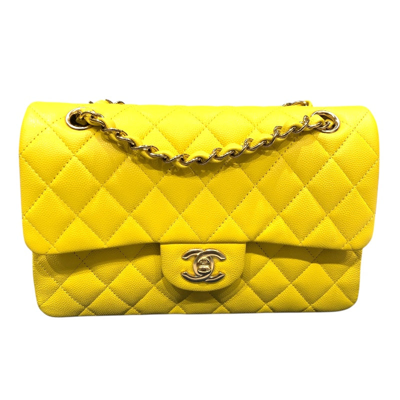 CHANEL Matelasse 23 A01113 イエロー Gold 金具 キャビア Ladies' ショルダー Bag