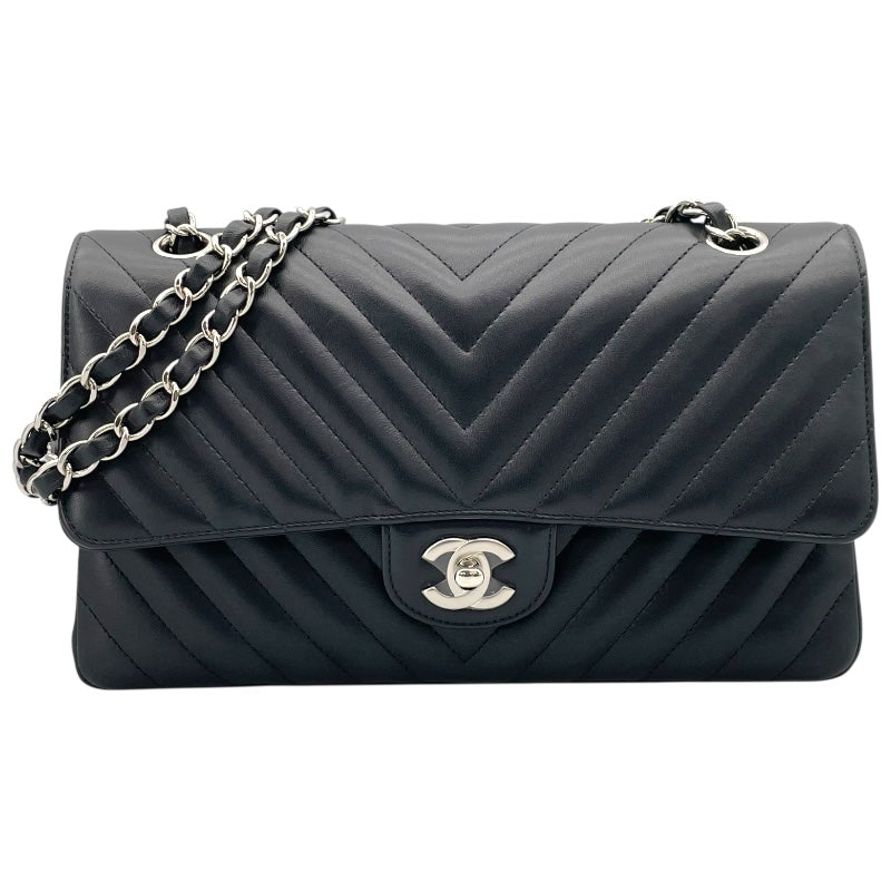 CHANEL Vステッチ チェーン ショルダー A01166 30番台 Black Silver 金具 ラムスキン Ladies' ショルダー Bag