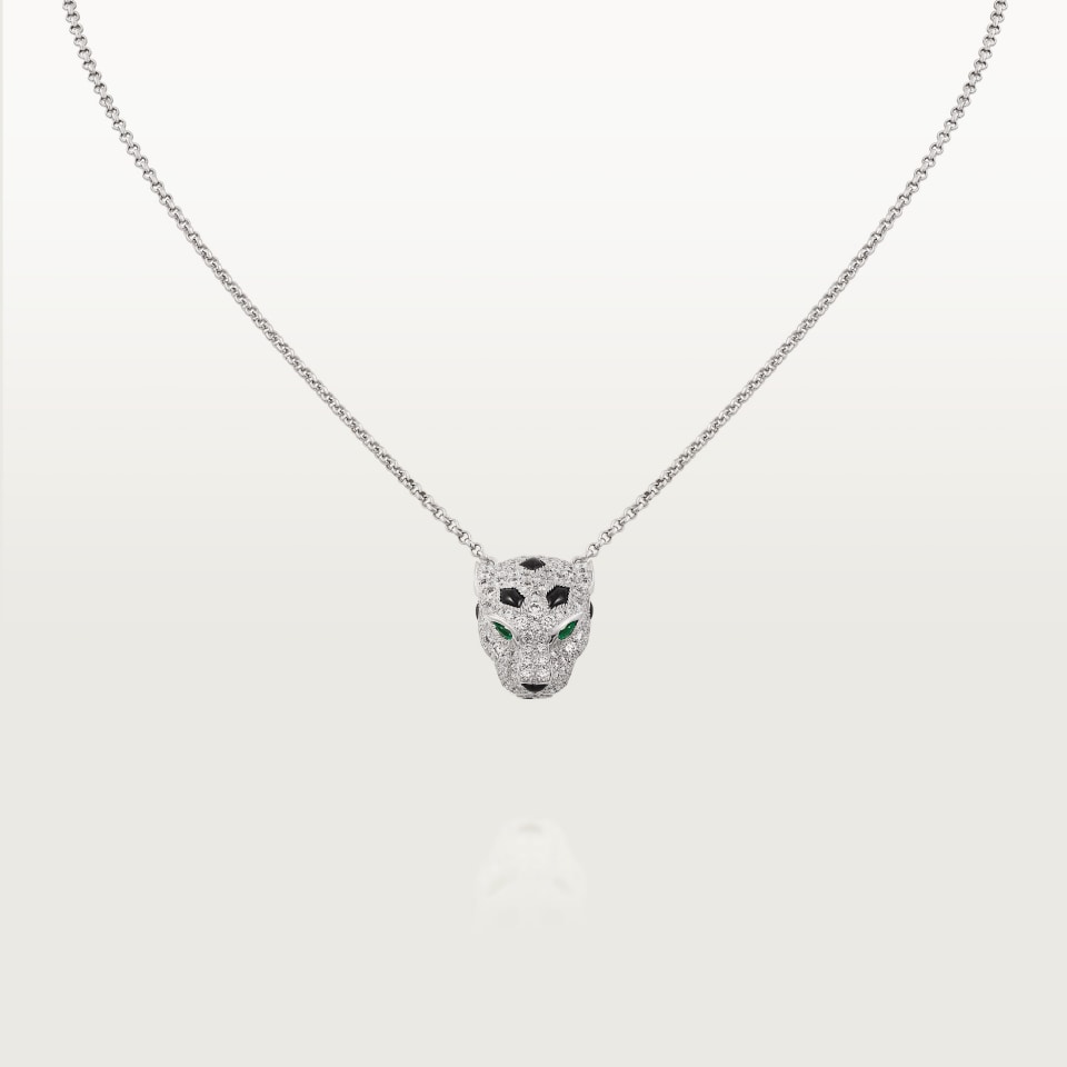 CARTIER Panthère de Cartier Pendant, Pavé Setting N7424341 White Gold Onyx Emerald Diamond