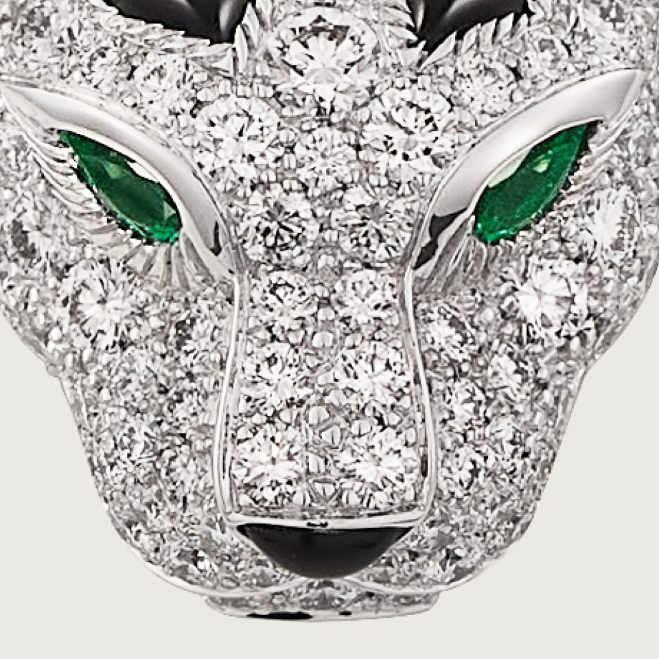 CARTIER Panthère de Cartier Pendant, Pavé Setting N7424341 White Gold Onyx Emerald Diamond