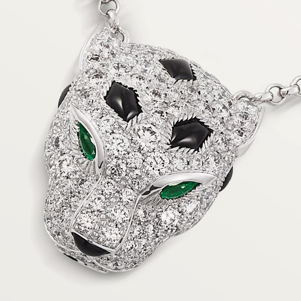 CARTIER Panthère de Cartier Pendant, Pavé Setting N7424341 White Gold Onyx Emerald Diamond