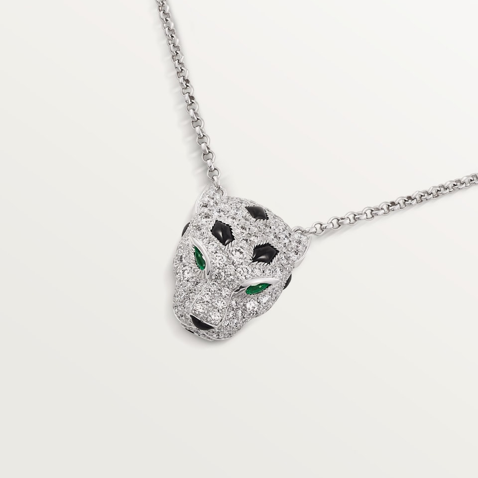 CARTIER Panthère de Cartier Pendant, Pavé Setting N7424341 White Gold Onyx Emerald Diamond