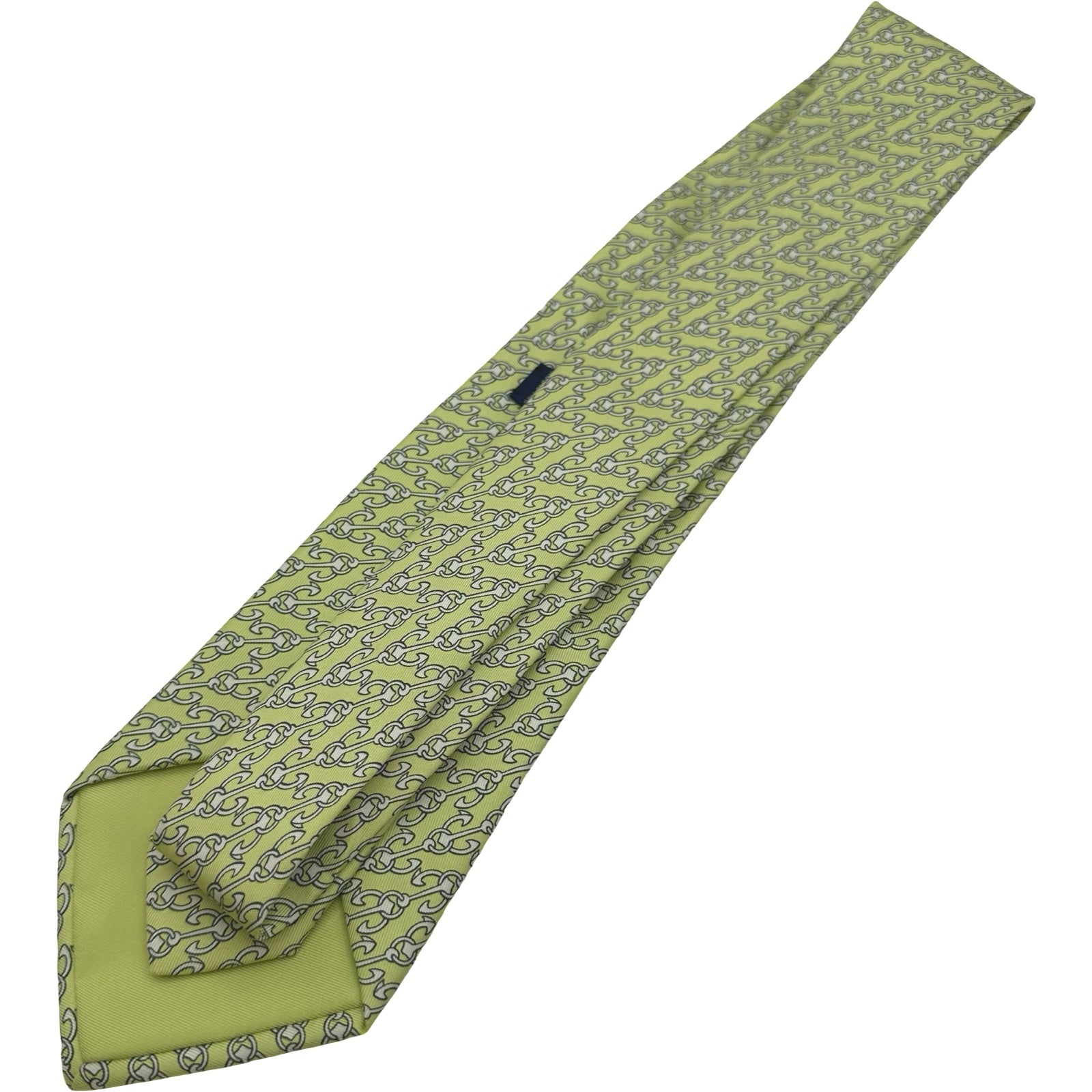 HERMES 総柄シルクネクタイ Green シルク Men's ネクタイ