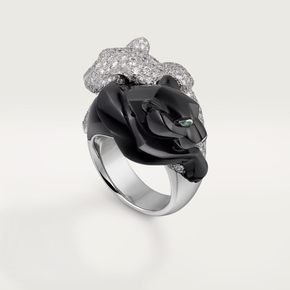 CARTIER Panthère de Cartier Ring, Onyx and Pavé Setting H4380852 White Gold Emerald Onyx Diamond (High Jewellery)