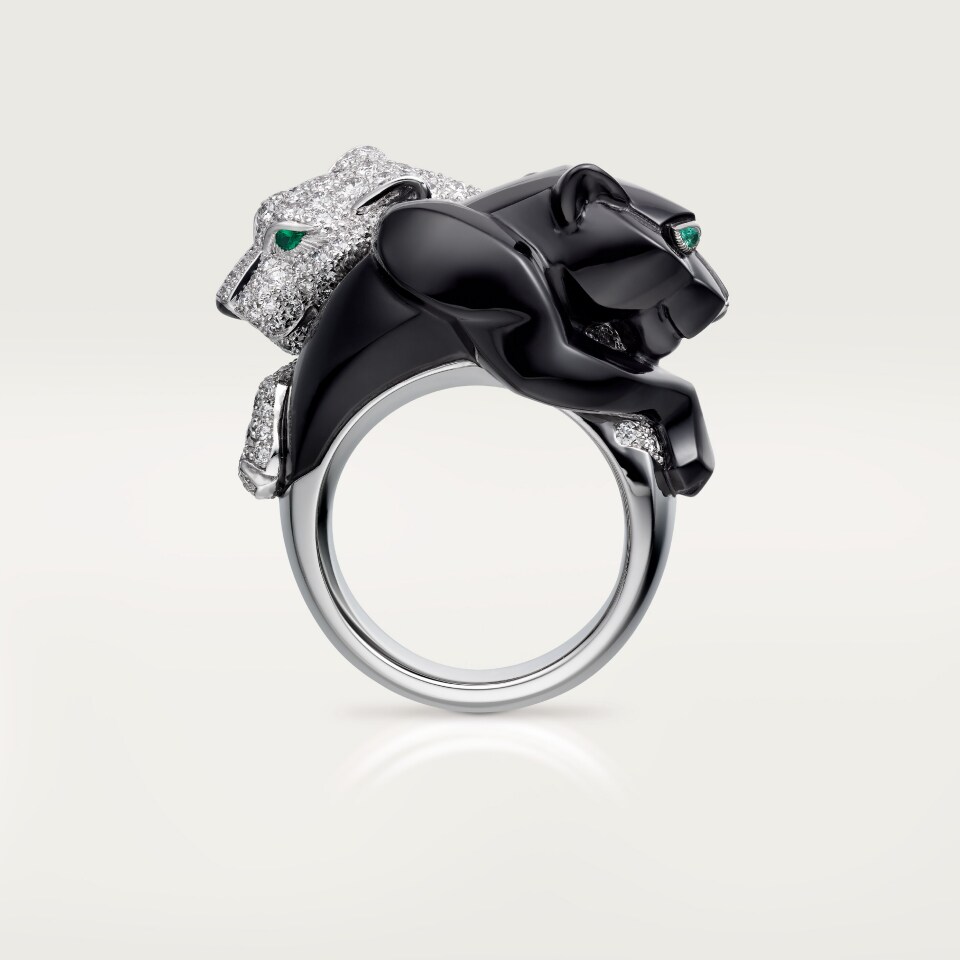 CARTIER Panthère de Cartier Ring, Onyx and Pavé Setting H4380852 White Gold Emerald Onyx Diamond (High Jewellery)