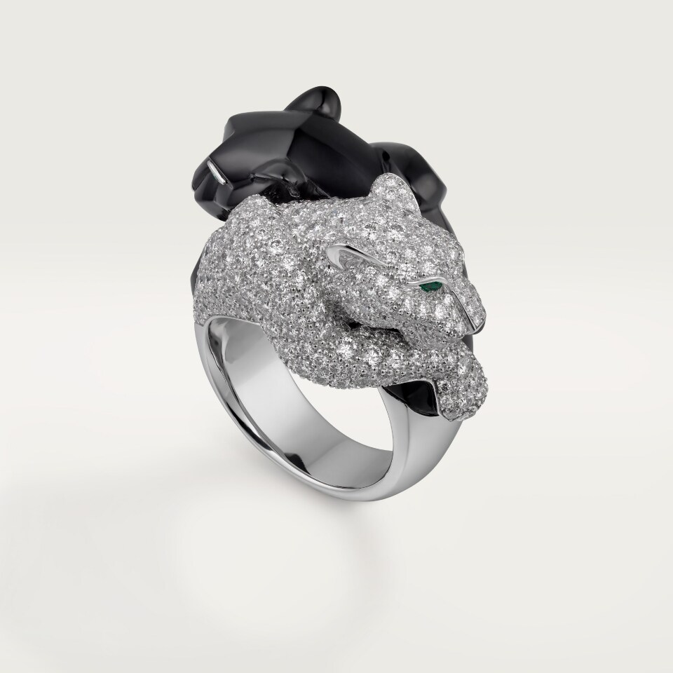 CARTIER Panthère de Cartier Ring, Onyx and Pavé Setting H4380852 White Gold Emerald Onyx Diamond (High Jewellery)