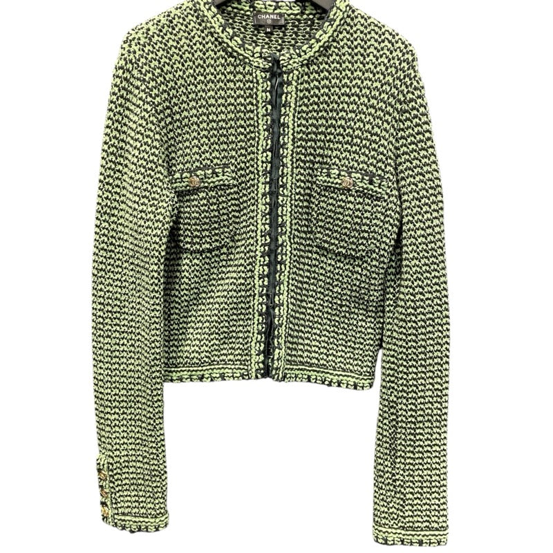 CHANEL ノーカラーニットジャケット P70487 Green カシミヤ Ladies' テーラードジャケット